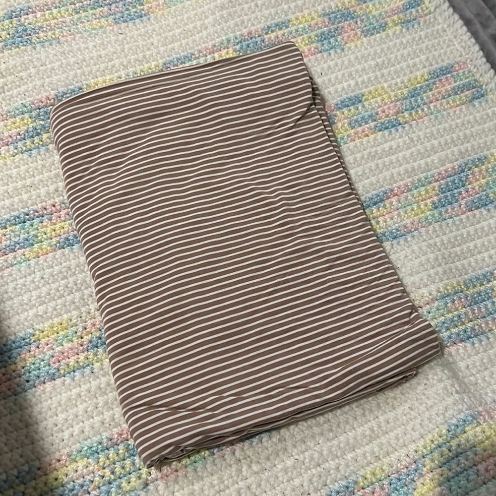 Lou Lou and company tan and white stripe swaddle